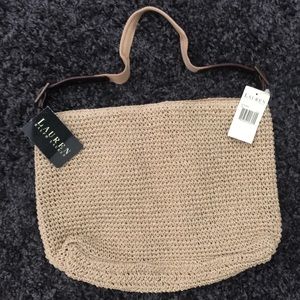 Vintage Ralph Lauren Straw Bag w/ leather